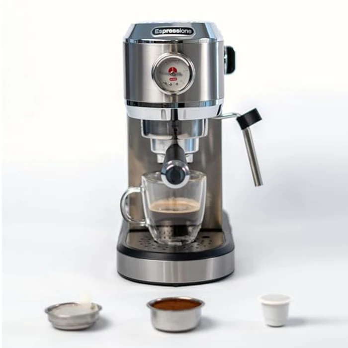 Espressione Flex 3-in-1 Espresso Maker, compatible with E.S.E. espresso pods, Nespresso(R) capsules and ground coffee, 20 Bar Italian Pump, Adjustable Temp Control, Fast Thermoblock Heating by Espressione - Used - Like New condition - US$96.71