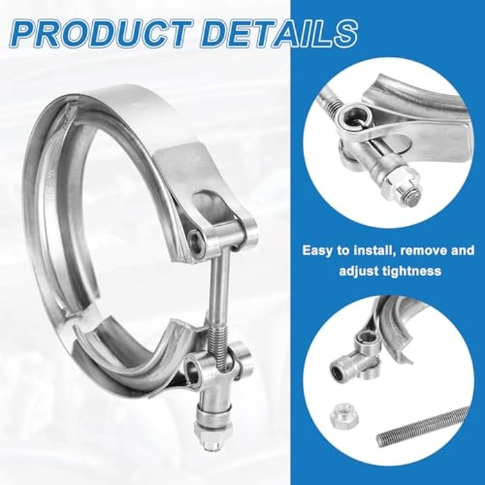 uxcell 4" V Band Clamp 304 Stainless Steel for Exhaust Systems Downpipe Exchange Exhaust Accessories, Adjustment Range 102mm / 4.02inch by uxcell - Image 3