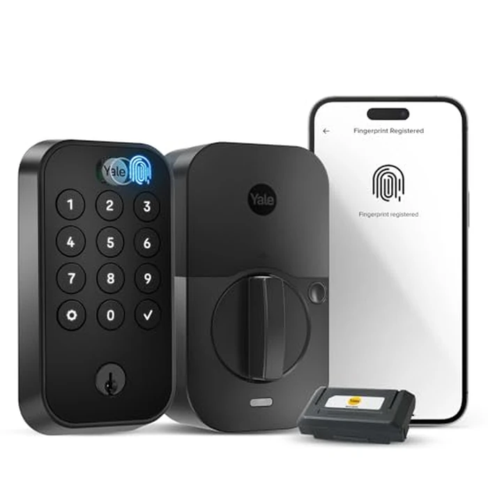 Yale Assure Lock 2 Touch Deadbolt, Black Suede Keyed Smart Entry Door Lock with Wi-Fi Connected Keypad and Fingerprint Scanner for Code Entry and Remote Access, YRD410-F-WF1-BSP by Yale - Used - Like New condition - CA$326.06