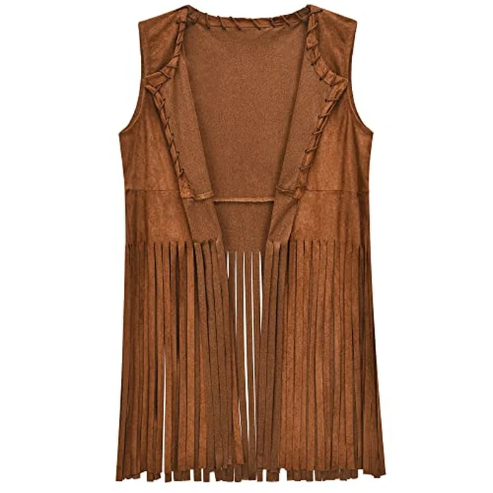 ZeroShop Hippie Costume Women,70s Outfits Hippy Clothes Accessories,60s Decades Pants,Glasses,Flower Crown Headbands,Fringe Vest,Earrings,Necklaces Accessories for Halloween,3-L by ZeroShop - Image 2