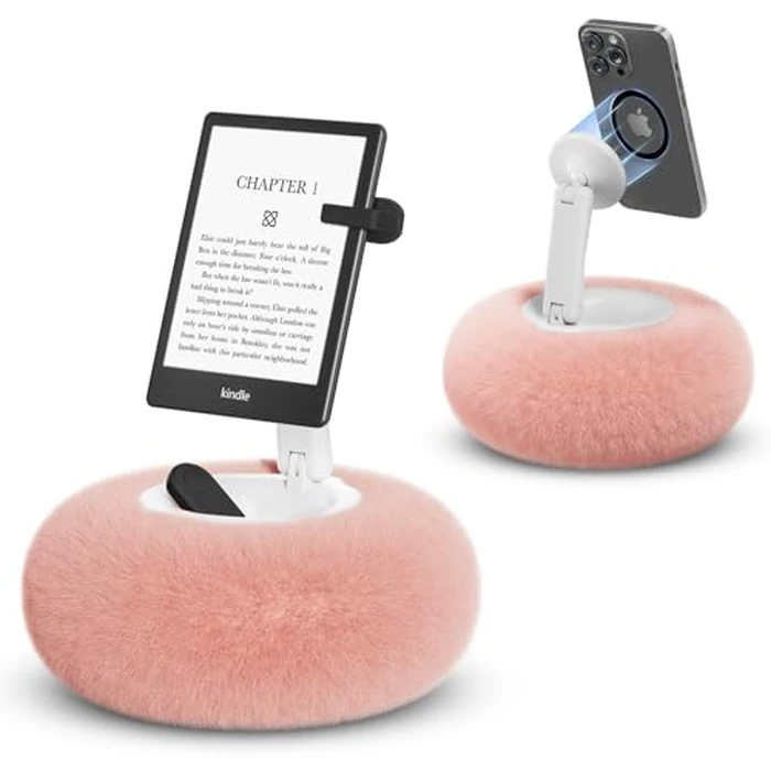 Supedesk Magnetic Phone Pillow Stand, Adjustable Phone Holder for Bed,Lap,Desk, Cozy Phone Pillow Holder for Facetime, Warch Videos, Compatible with 3.5-11" Phones/E-Readers/Kindles, Pink by SupeDesk - Used - Acceptable condition - CA$22.37