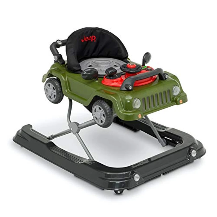 Jeep Classic Wrangler 3-in-1 Grow With Me Activity Walker - Features Music, Lights, Removable Play Tray, Push Walker Mode, Converts into Rolling Car Toy, Anniversary Green by Delta Children - Image 1