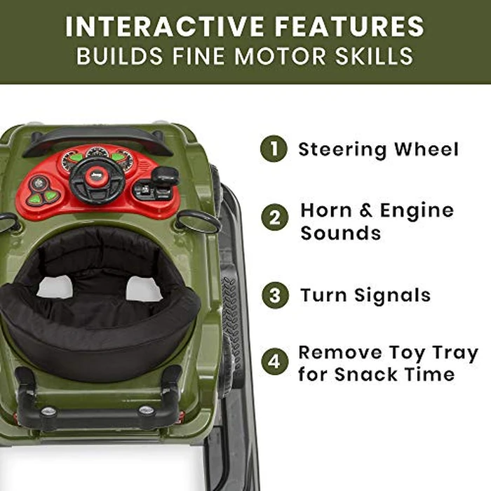 Jeep Classic Wrangler 3-in-1 Grow With Me Activity Walker - Features Music, Lights, Removable Play Tray, Push Walker Mode, Converts into Rolling Car Toy, Anniversary Green by Delta Children - Image 3