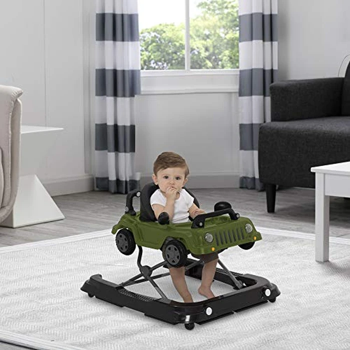 Jeep Classic Wrangler 3-in-1 Grow With Me Activity Walker - Features Music, Lights, Removable Play Tray, Push Walker Mode, Converts into Rolling Car Toy, Anniversary Green by Delta Children - Image 6