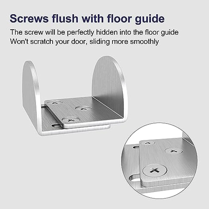 JUBEST Sliding Barn Door Floor Guide, Floor Mounted Bottom Guide, U Shape, Stainless Steel, for Door Thick 1-7/16" - 1-13/16", 2 Pack by JUBEST - Image 3