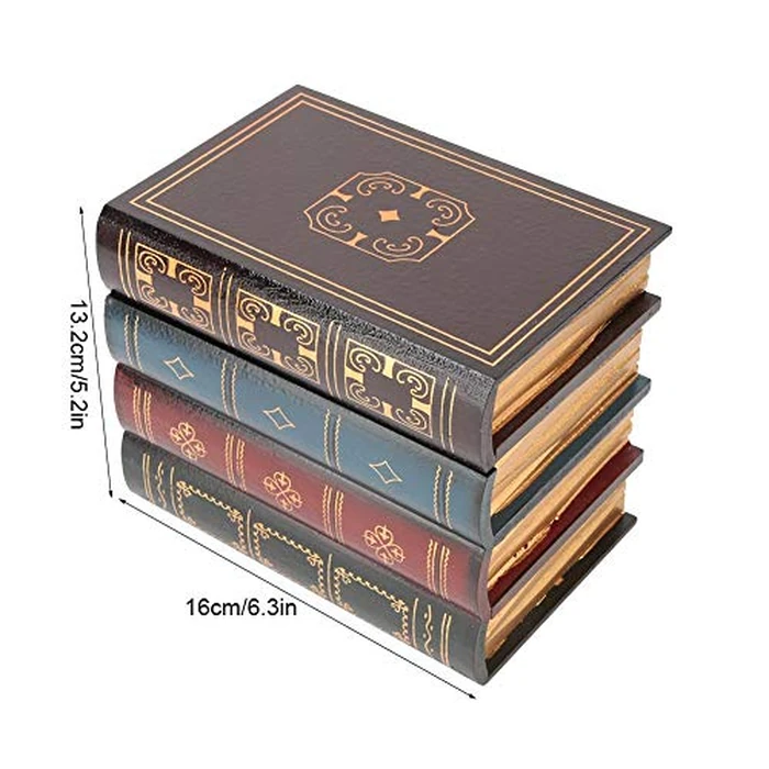 Fake Book Storage Box Vintage Style Decorative Book Box Set for Coffee Table Bookshelf Decor, Hidden Jewelry Keepsake Organizer with Faux Leather Embossed Cover by HEEPDD - Image 4
