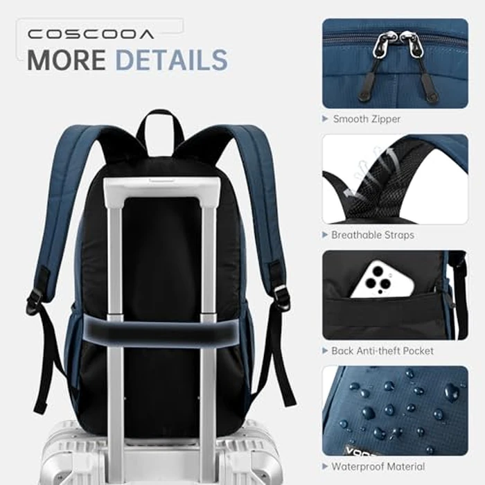 COSCOOA 17x10x9 Personal Item Bag United Airlines,Small Carry On Backpack 20L,Flight Approved Underseat Travel Luggage Bag, Mochila de Viaje,Cabin Size Lightweight Travel Backpack by COSCOOA - Image 4