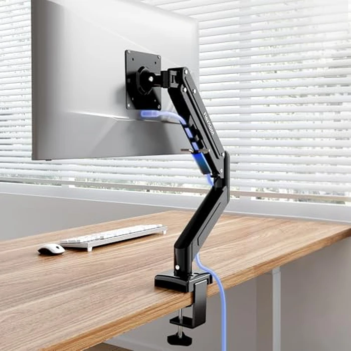Flexispot Single Monitor Arm, 17-32 Inch Monitor Mount up to 19.84 lbs, Fast Install VESA Mount for Home Office Gaming, Full Adjustable Gas Spring with C-Clamp and Grommet Base, Black by FLEXISPOT - Used - Acceptable condition - US$23.68