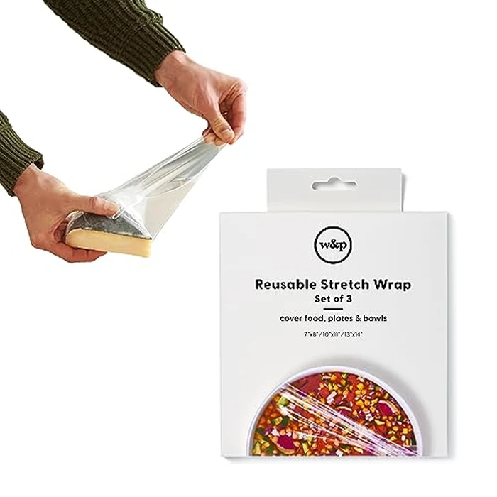 W&P Reusable Silicone Stretch Wrap, 1 Box with 3 Wraps (7x8, 10x11, 13x14), Oven, Dishwasher, Microwave & Freezer Safe, BPA Free by W&P - Used - Like New condition