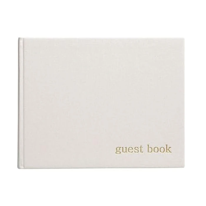 Pearhead Linen Guest Book, Ivory with Gold Script, Gender Neutral Event Keepsake, Baby Shower or Wedding Bridal Shower Party Sign-In Book, 100 Blank Pages, 7 x 9 by Pearhead - Used - Very Good condition