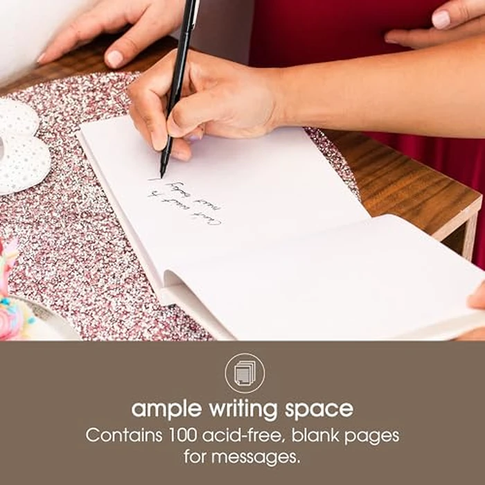 Pearhead Linen Guest Book, Ivory with Gold Script, Gender Neutral Event Keepsake, Baby Shower or Wedding Bridal Shower Party Sign-In Book, 100 Blank Pages, 7 x 9 by Pearhead - Image 4