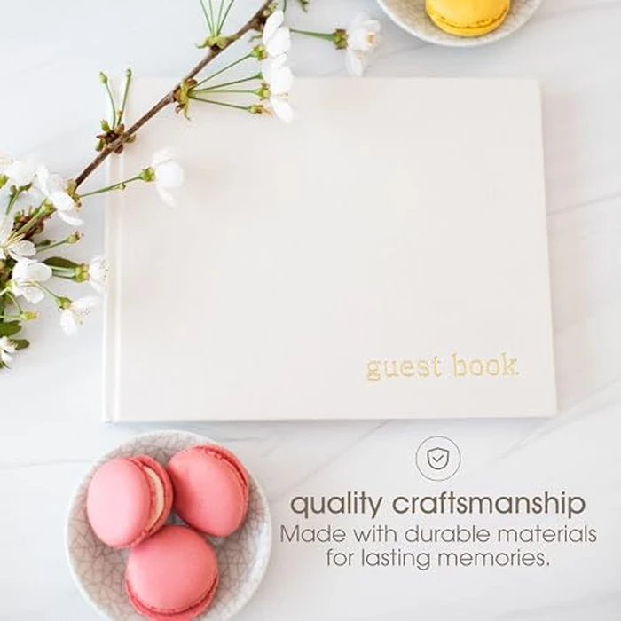 Pearhead Linen Guest Book, Ivory with Gold Script, Gender Neutral Event Keepsake, Baby Shower or Wedding Bridal Shower Party Sign-In Book, 100 Blank Pages, 7 x 9 by Pearhead - Image 6