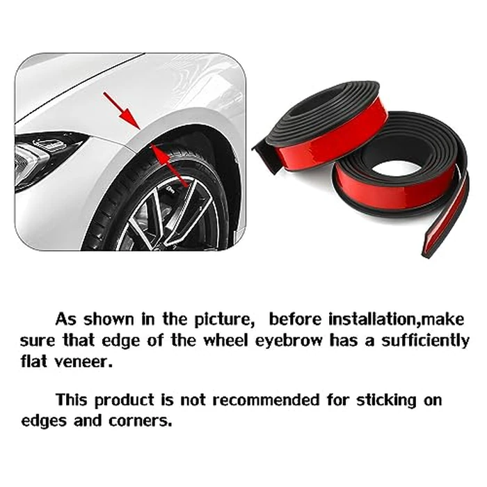 XmuxHai 2.17In(5.5CM)*11.5FT*2PCS Car Wheel Eyebrow Arch Trim Lips Strip Fender Flare Protector Universal Rubber Wheel Eyebrow Protector for Car and Truck Fender Flare Edge Trim (5.5CM) by XmuxHai - Image 3