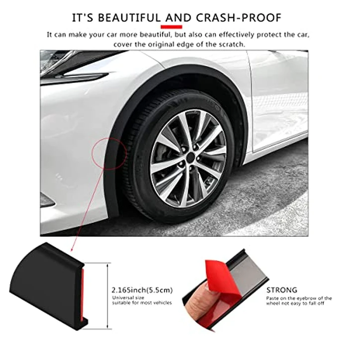 XmuxHai 2.17In(5.5CM)*11.5FT*2PCS Car Wheel Eyebrow Arch Trim Lips Strip Fender Flare Protector Universal Rubber Wheel Eyebrow Protector for Car and Truck Fender Flare Edge Trim (5.5CM) by XmuxHai - Image 4
