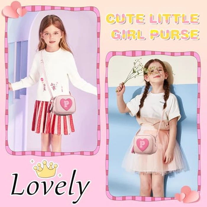 UIXIZQ Personalized Toddler Purse for Girls 2-10, Cute Little Girl Purse & Kids Wallet, Small Initial Shoulder Crossbody Bag, Birthday & Christmas Gift for Daughter(Pink,P) by UIXIZQ - Image 6