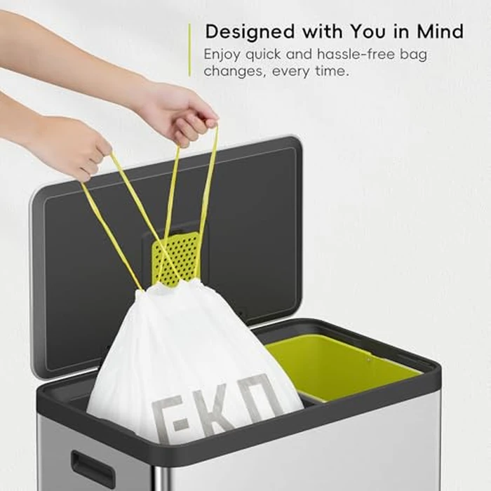 EKO Easy-Dispense Roll 80 Count Extra-Strong Drawstring Tall Kitchen Trash Bag, 8-9.5 Gallon Trash Bag (30.3L-36L) 1 Pack White, Code E by EKO - Image 8