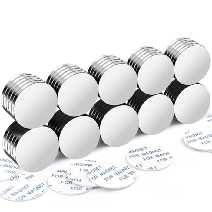 E BAVITE Super Strong Neodymium Disc Magnets with Double-Sided Adhesive 50 Packs Rare Earth Magnet Fridge DIY Building, Scientific Craft, and Office Magnets 1.26 inch D x 1/8 inch by E BAVITE - Image 1