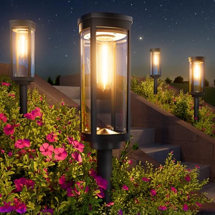 BITPOTT Bright Solar Lights Outdoor 6 Pack, Solar Pathway Lights Waterproof IP65, Auto On/Off Walkway Landscape Lighting, Long Lasting Outdoor Light for Walkway Landscape Path Yard Lawn Patio Decor by BITPOTT - Used - Like New condition