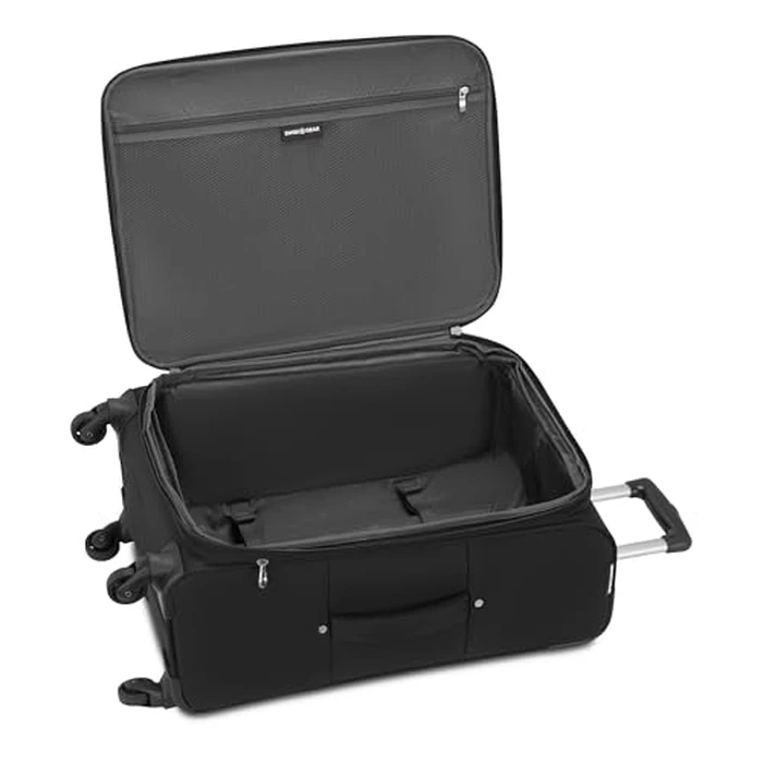 SwissGear Cross Country Softside Lightweight Expandable Spinner Luggage, Black, Checked-Medium 24-Inch by SwissGear - Image 3