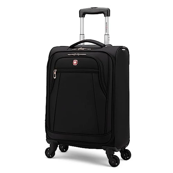 SwissGear Cross Country Softside Lightweight Expandable Spinner Luggage, Black, Checked-Medium 24-Inch by SwissGear - Image 4