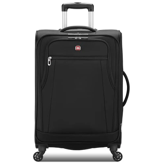SwissGear Cross Country Softside Lightweight Expandable Spinner Luggage, Black, Checked-Medium 24-Inch by SwissGear - Image 5