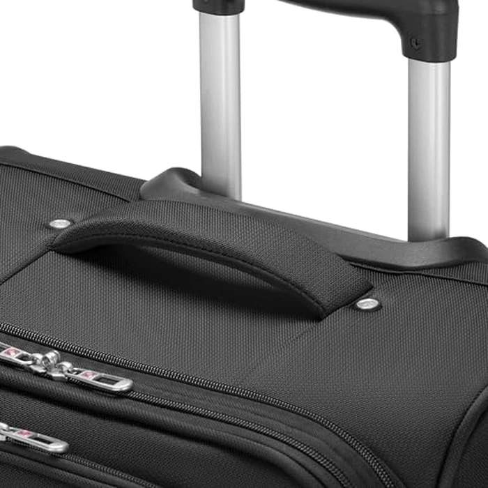 SwissGear Cross Country Softside Lightweight Expandable Spinner Luggage, Black, Checked-Medium 24-Inch by SwissGear - Image 6