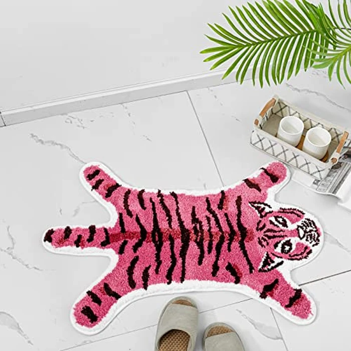 ZSCYD-yingda192 Tiger Shaped Rug Animals Bath Mat Non-Slip Door Mat for Bathroom Bedroom Kitchen Cartoon Area Carpets Soft Bathmat Home Decor Pink+Brown by ZSCYD-yingda1992 - Used - Very Good condition - CA$23.67