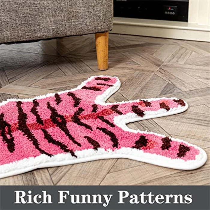 ZSCYD-yingda192 Tiger Shaped Rug Animals Bath Mat Non-Slip Door Mat for Bathroom Bedroom Kitchen Cartoon Area Carpets Soft Bathmat Home Decor Pink+Brown by ZSCYD-yingda1992 - Image 6