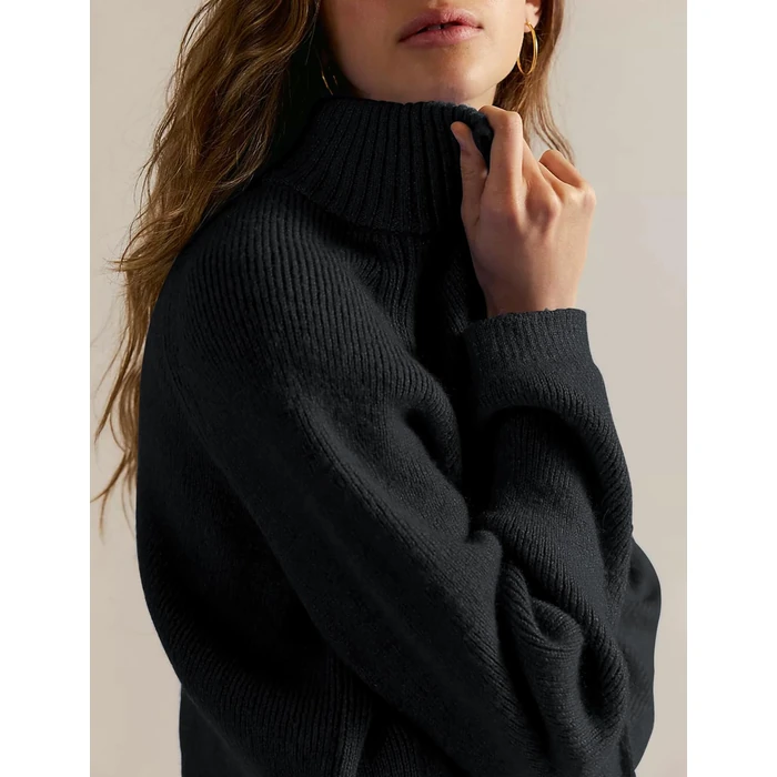 Wyeysyt Zip Up Sweaters for Women Cropped Chunky Cardigan Mock Neck Long Sleeve Ribbed Knit Cardigans Outerwear(Black-S) by Wyeysyt - Image 4