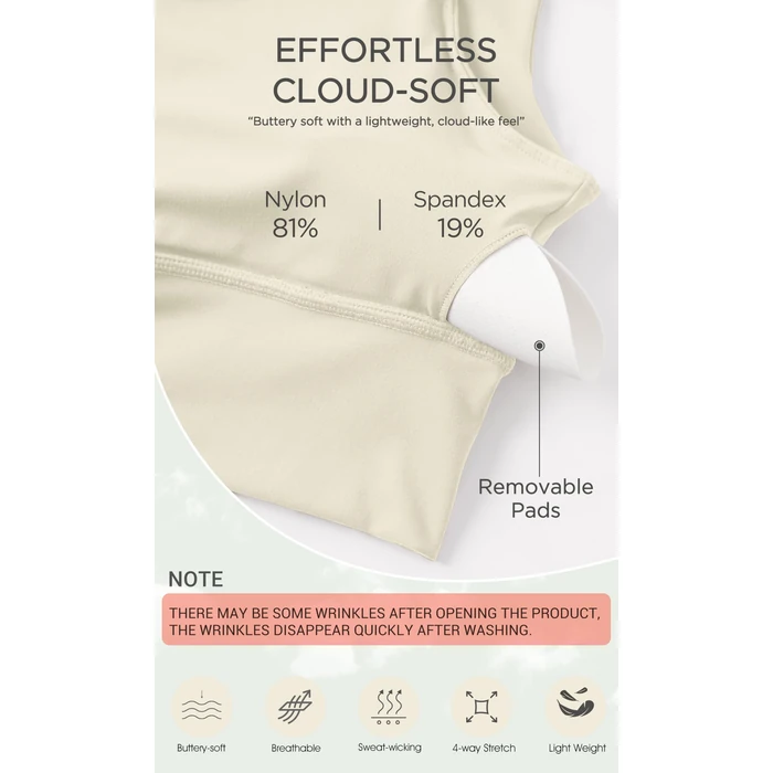 ODODOS Women's Longline U-Back Sports Bra V-Neck Padded Yoga Workout Wirefree Tank Top, Oat Milk, Large by ODODOS - Image 6