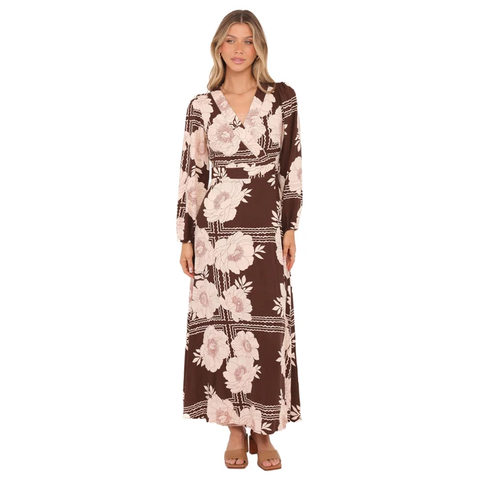 Safia Midi Dress - Brown Floral S by Petal & Pup - Used - Like New condition - US$56.04