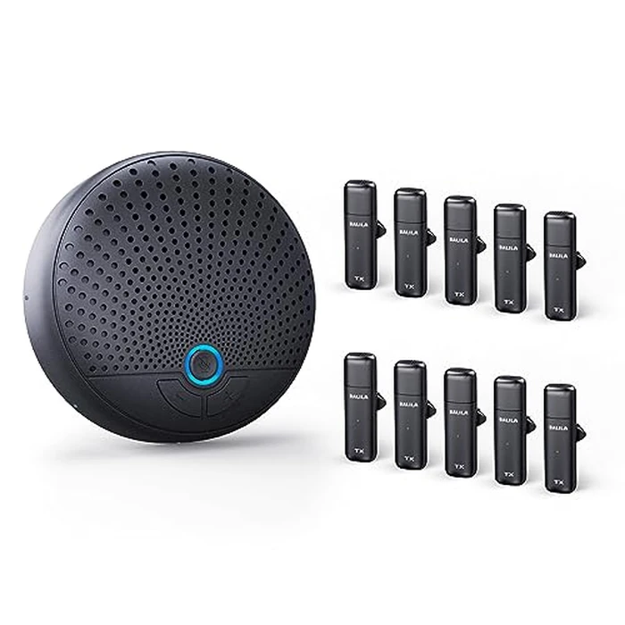 BALILA Conference Speaker and Microphone with 10 Wireless Mics, 360 degrees Voice Pickup, USB C Speakerphone fits 10 People Compatible with Leading Platforms for Large Group Call Meeting, Zoom,Home Office by BALILA - Used - Like New condition - CA$256.16