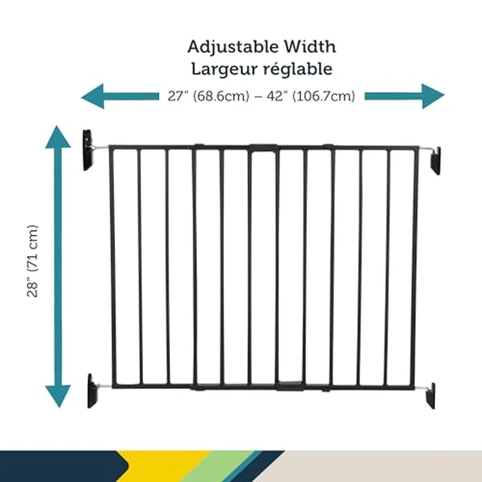 Safety 1st Top of Stairs Expanding Metal Baby Gate - Hardware-Mounted for Stairs, Hallways & Doors, Adjustable 27”-42” Wide, Pet & Dog Gate, Black by Safety 1st - Image 2