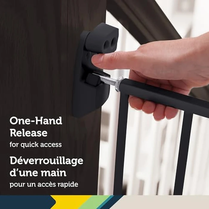 Safety 1st Top of Stairs Expanding Metal Baby Gate - Hardware-Mounted for Stairs, Hallways & Doors, Adjustable 27”-42” Wide, Pet & Dog Gate, Black by Safety 1st - Image 4