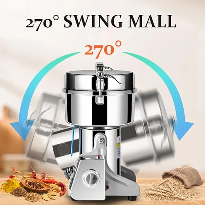 INSELY Grain Mill Grinder 2000g High Speed Food Grain Mill Stainless Steel Seeds Flour Nut Pill Wheat Corn Herbs Spices & Seasonings Dry Grinder Electric Machine Grinder for Kitchen by INSELY - Image 4