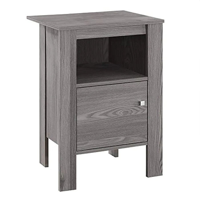 Monarch Specialties I 2138 Accent Table, Side, End, Nightstand, Lamp, Storage, Living Room, Bedroom, Laminate, Grey, Transitional by Monarch Specialties - Used - Like New condition