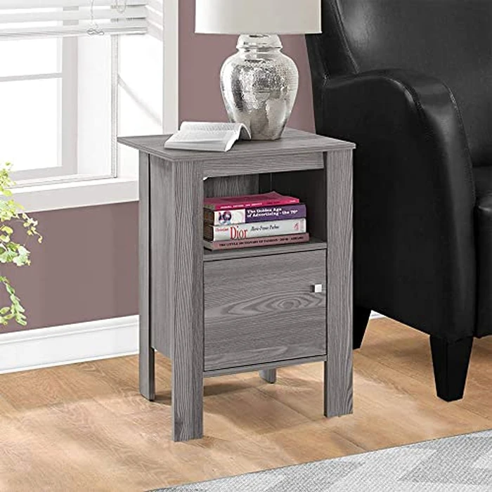 Monarch Specialties I 2138 Accent Table, Side, End, Nightstand, Lamp, Storage, Living Room, Bedroom, Laminate, Grey, Transitional by Monarch Specialties - Image 3