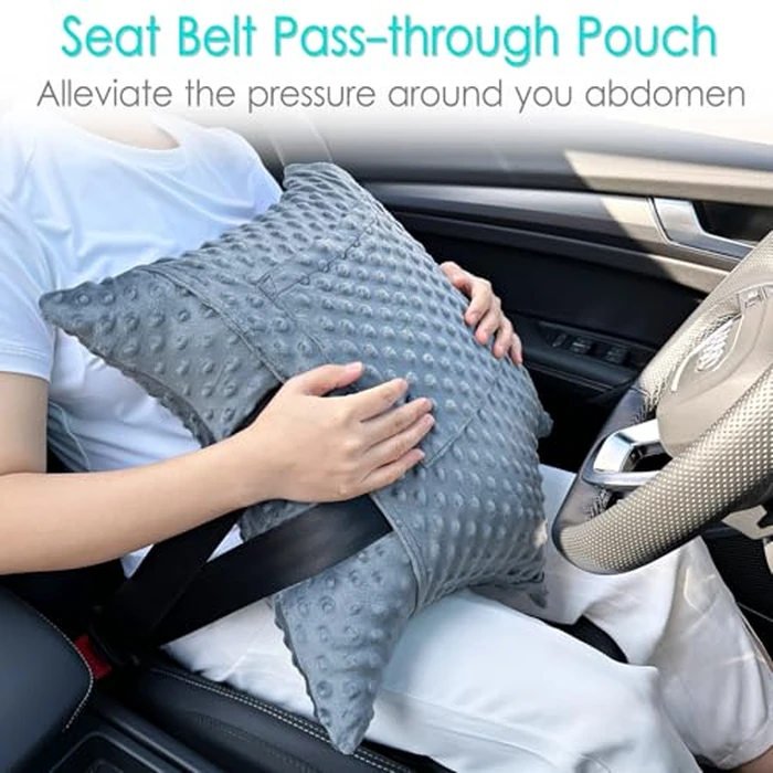 D. Cozy Star Shaped Hysterectomy Pillow with 2 Pockets for Abdominal Surgery Hysterectomy Recovery Must Haves Products Gifts Tummy Pillow with Hands Placement Pouch Minky Dot Dark Gray by D. Cozy - Image 5