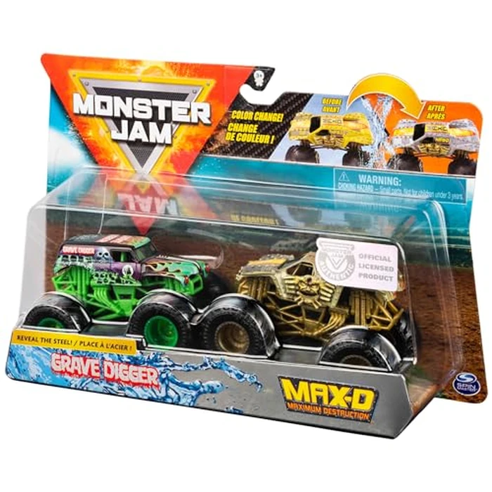 Monster Jam, Official Grave Digger vs. Max D Color-Changing Die-Cast Monster Trucks, 1:64 Scale by Monster Jam - Image 5