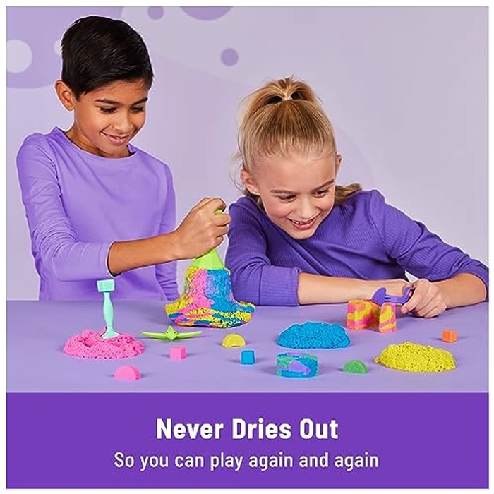 Kinetic Sand, Squish N’ Create Playset, Easter Basket Stuffers, Includes 13.5oz (3 Colors) Moldable Play Sand, 5 Tools, Sensory Toys for Ages 3 and up by Kinetic Sand - Image 4