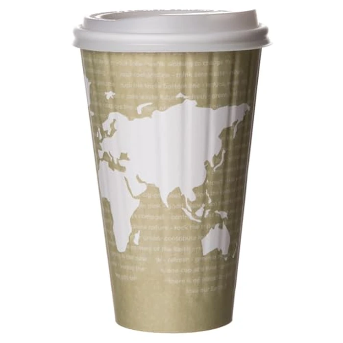 ECO PRODUCTS Compostable Disposable Insulated World Art 16oz Large Coffee Cups, Case of 600, Renewable Double-wall Hot Paper Cup, Plant Based PLA Lining, No Sleeves Needed, Color Coded by ECO PRODUCTS - Image 7