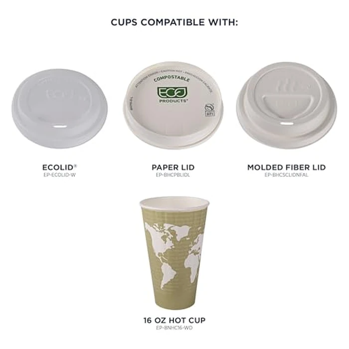 ECO PRODUCTS Compostable Disposable Insulated World Art 16oz Large Coffee Cups, Case of 600, Renewable Double-wall Hot Paper Cup, Plant Based PLA Lining, No Sleeves Needed, Color Coded by ECO PRODUCTS - Image 8