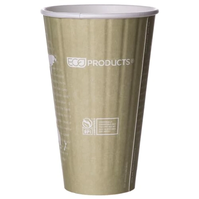 ECO PRODUCTS Compostable Disposable Insulated World Art 16oz Large Coffee Cups, Case of 600, Renewable Double-wall Hot Paper Cup, Plant Based PLA Lining, No Sleeves Needed, Color Coded by ECO PRODUCTS - Image 9