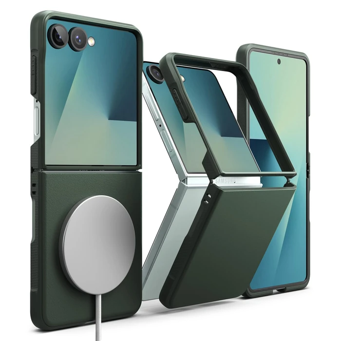 Ringke Onyx Magnetic [Compatible with MagSafe] for Samsung Galaxy Z Flip 7 Case, Firm Grip Non-Slip Anti-Fingerprint Scratch Resistant Sleek Slim Fit Shockproof Protective Phone Cover - Dark Green by Ringke - Image 1