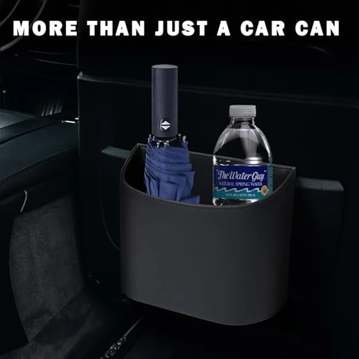 COZILO Leather Car Trash Can - Leakproof & Easy-to-Clean Car Garbage Can for Luxury Cars, SUVs & Trucks | Includes 60 Custom Liners, Secure Hook, Easy Install, Black by COZILO - Image 8