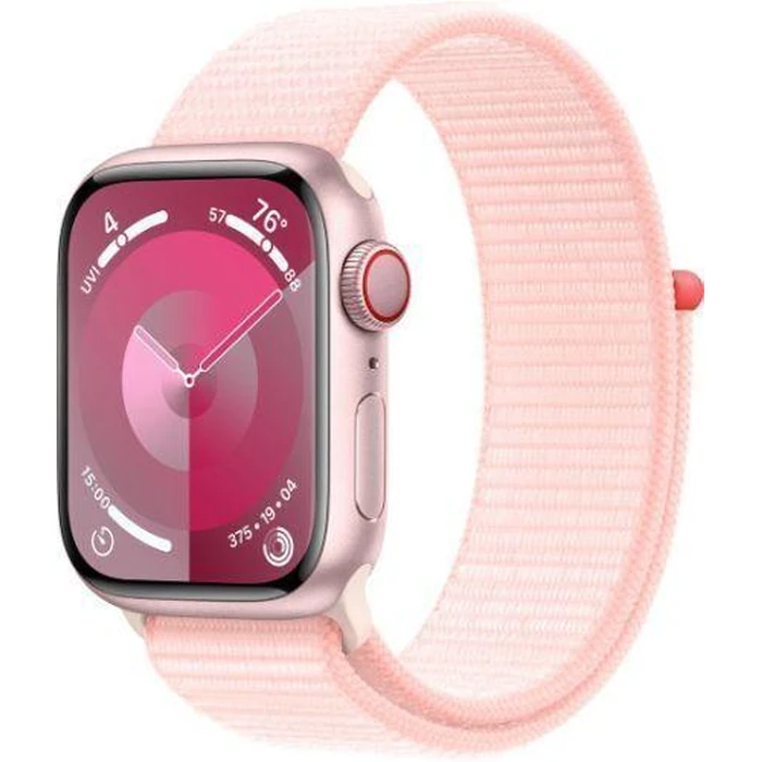 Apple Watch Series 9 (Cellular + GPS) - 64GB - 45mm - Pink Aluminum Case with Light Pink Rubber Sport Loop - One Size by Apple - Image 2