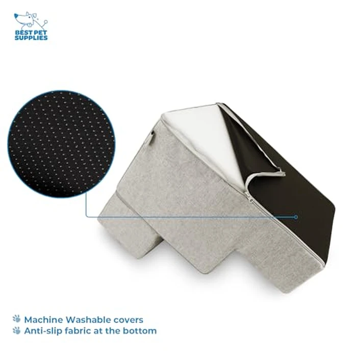 Best Pet Supplies Dog Stairs & Steps - Foam Steps for Small Dogs & Cats, Non-Slip Indoor Balanced Pet Step Support, Dog Ramp, No Assembly, Sand, Foldable 3-Step (16.5-inch Height) by Best Pet Supplies - Image 3