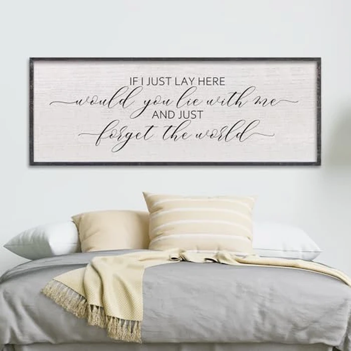 LuZhiQiang If I Lay Here Would You Lie With Me Sign Wall Decor 40"x15" Wood Framed Master Bedroom Above Over Bed Inspirational Wall Art (Black) by LuZhiQiang - Used - Very Good condition