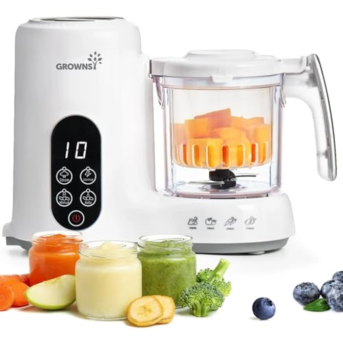 Grownsy Baby Food Maker with Steam Basket, One Step Baby Food Processor Steamer Puree Blender Grinder Mills Machine, Auto Cooking Grinding and Sterili-zing for Healthy Homemade Baby Food, BPA-Free by GROWNSY - Used - Like New condition - US$64.39