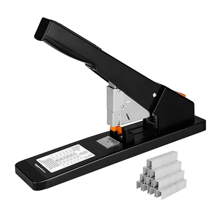 Amazon Basics Heavy Duty Stapler, 210 Sheet High Capacity, Long Arm, Industrial Office Stapler with 1000 Staples, Black by Amazon Basics - Used - Acceptable condition - CA$22.40